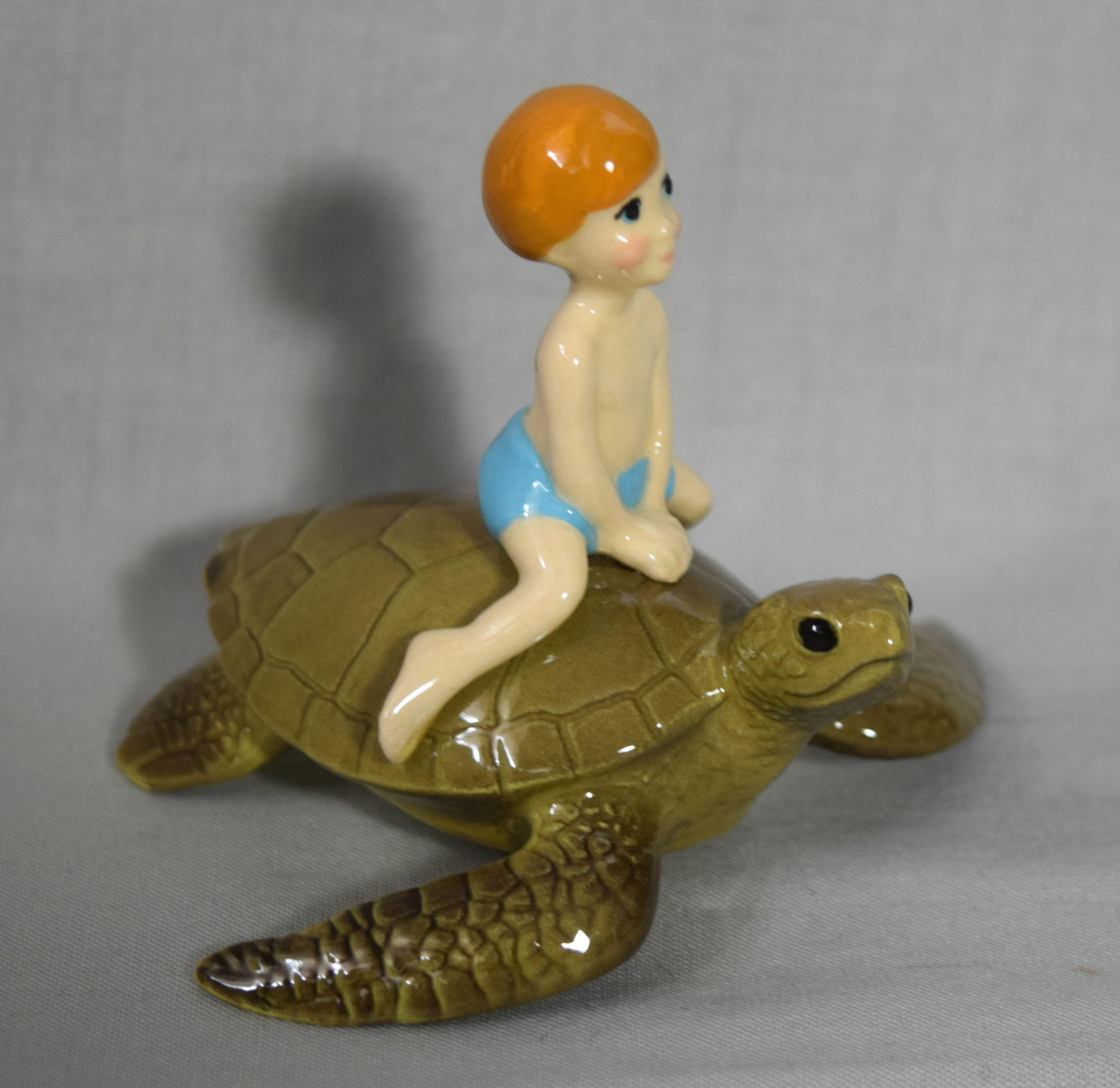 Boy on Sea Turtle-image